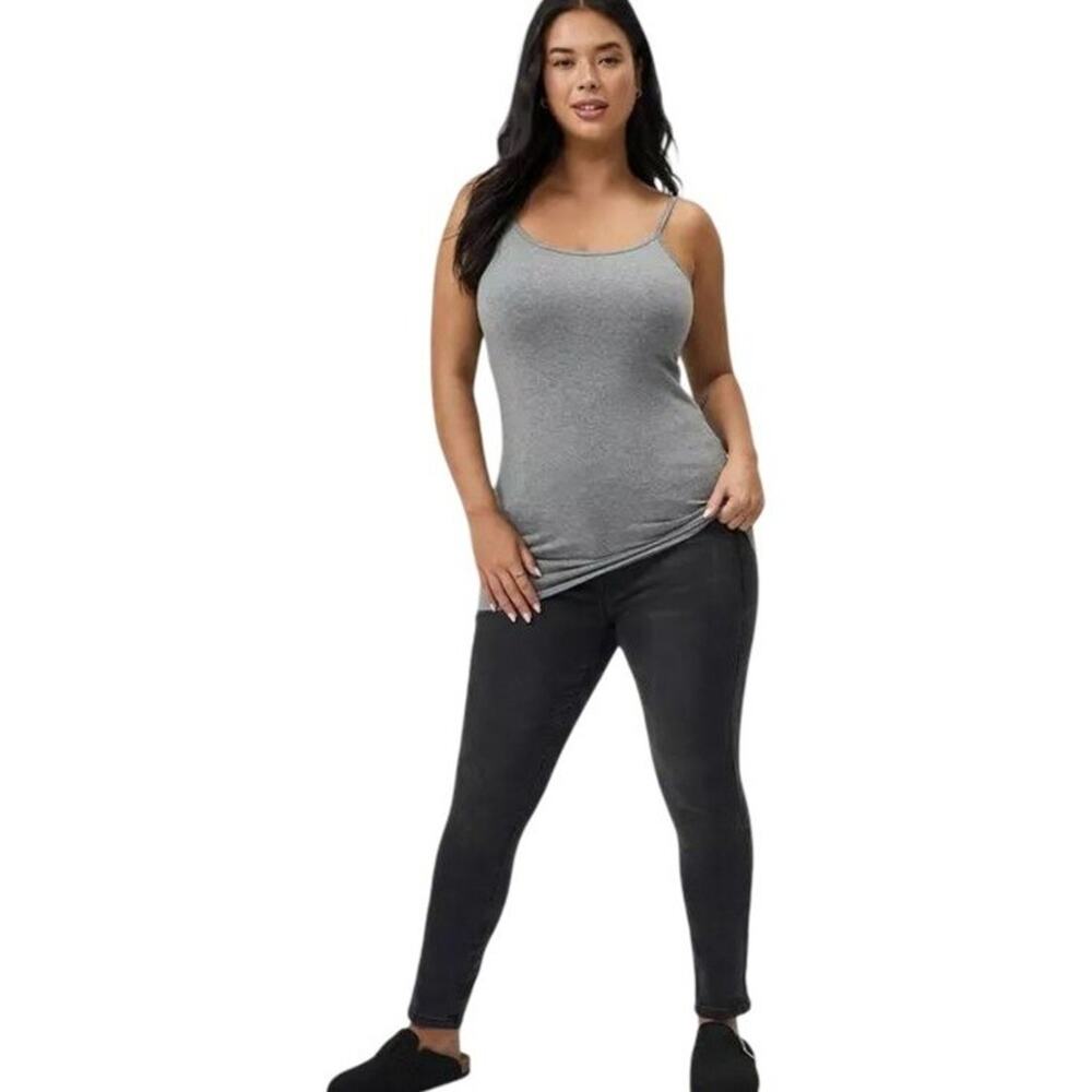 Torrid Heather Gray Foxy Long Length Tunic Cami Adjustable Strap Plus Sz 5X New
